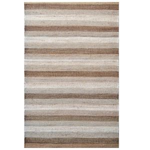 Striped Natural Wool & Jute Rug-Goa 1121-110x160cm