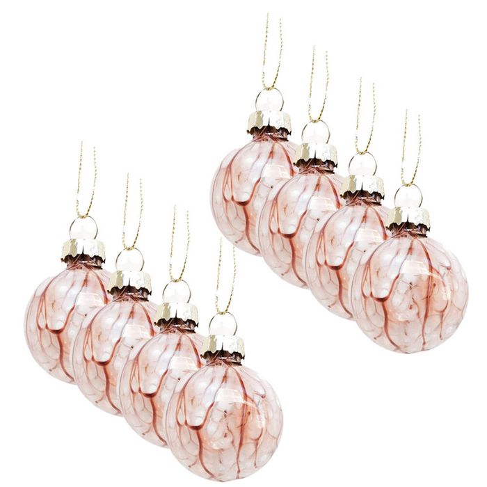 8PK Urban Mini Speckle Bauble Hanging Christmas Decoration 4cm Pink