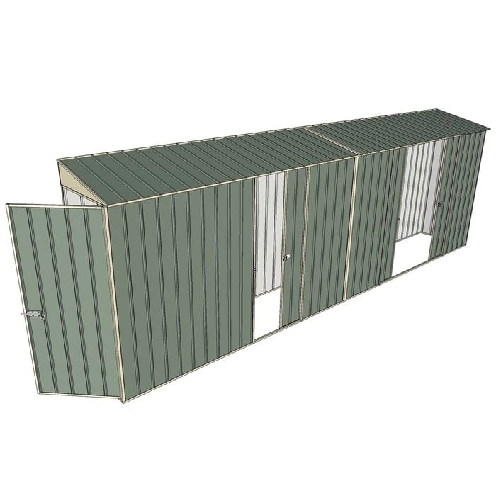 Build-a-Shed 0.8 x 6 x 2m Hinged Door Tunnel Shed with Double and Single Side Doors - Green
