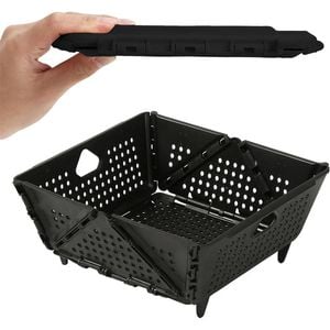 Catzon 2 Pcs Collapsible Colander Plastic  for Pasta Fruit Vegetables-Black