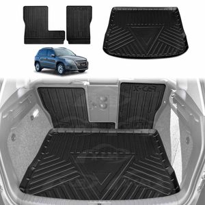 Boot Liner Kick Mats Set For Volkswagen Tiguan 2008-2016 All Weather Heavy Duty Cargo Car Trunk Back Seat Protector
