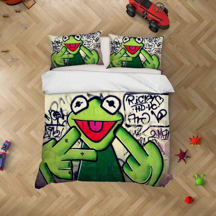 3D Graffiti Frog Quilt Cover Set Bedding Set Pillowcases 070