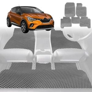 6D Diamond Car Floor Mats for Renault CAPTUR (JB/JE)2019-Current-Full Set-Grey-Outback GT