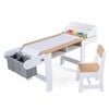 Costway Kid Art Table Chair Set Craft Draw Desk Paper Roll Activity Natural