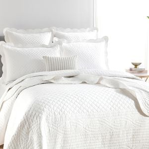 Renee Taylor Scallop Jacquard Super King Coverlet Set/2x Pillowcase Pearl