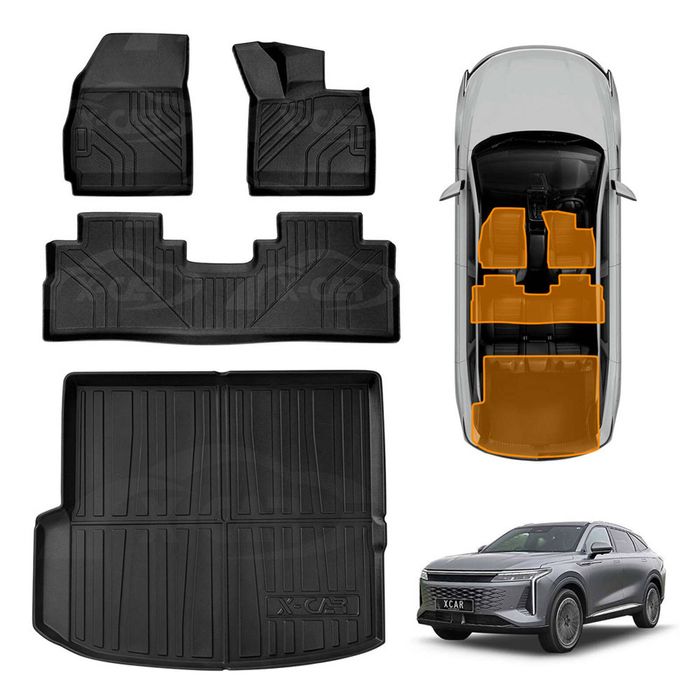 3d Floor Mats Boot Liner Set For Omoda Omoda 9 2025-onwards All Weather Heavy Duty Cargo Car Trunk Luggage Tray