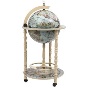 vidaXL Eucalyptus Globe Bar Wine Stand Blue Liquor Cabinet Storage
