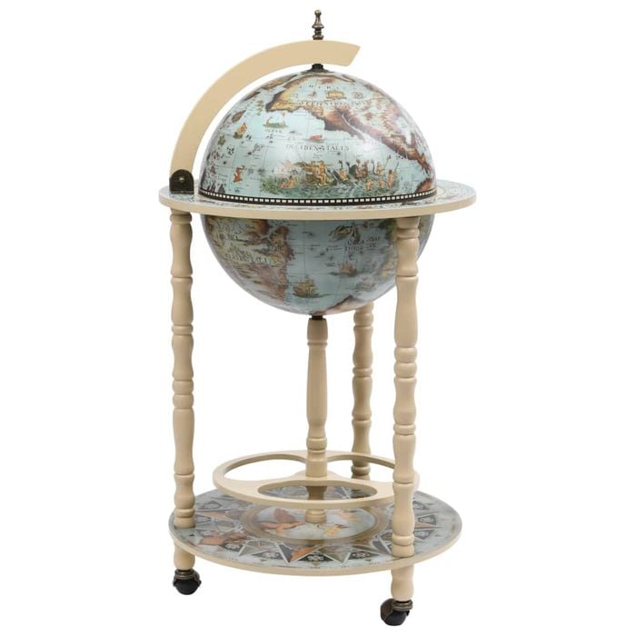 vidaXL Eucalyptus Globe Bar Wine Stand Blue Liquor Cabinet Storage