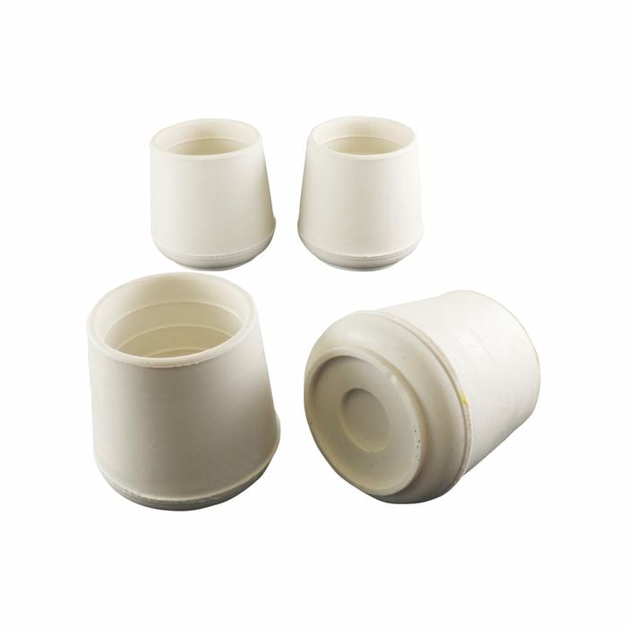 Surface Gard 38mm White Round External Rubber Chair Tips - 4 Pack