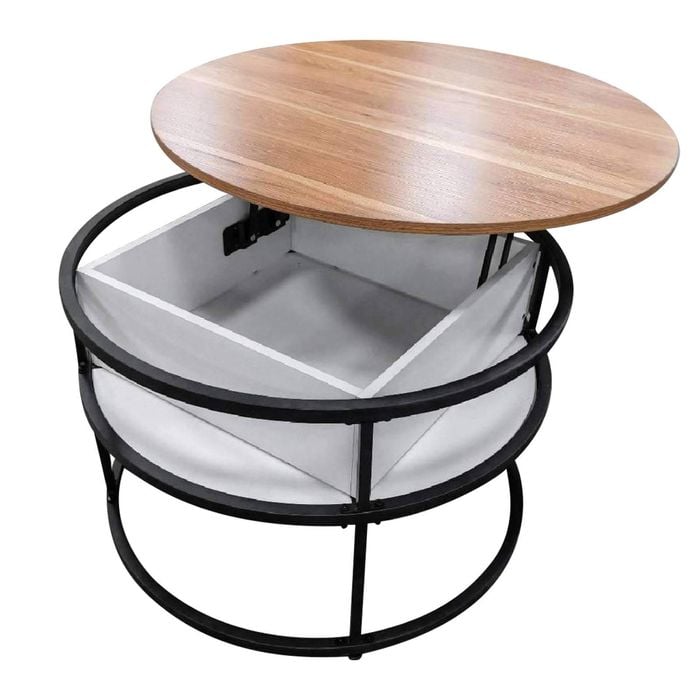 Costway 2-tier Round Lift Top Coffee Table W/side Shelves Center Table