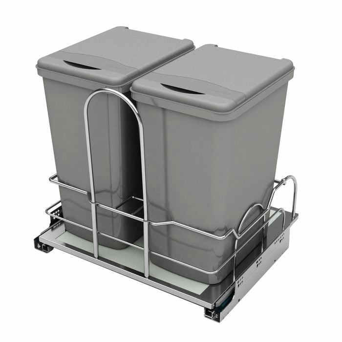 Rev-A-Shelf 30L Dual Pull Out Waste Container With Bin And Lid