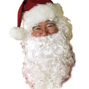 Santa Curly Beard and Wig Set for Adults, Christmas Halloween Costume Accessory - White, ADULT