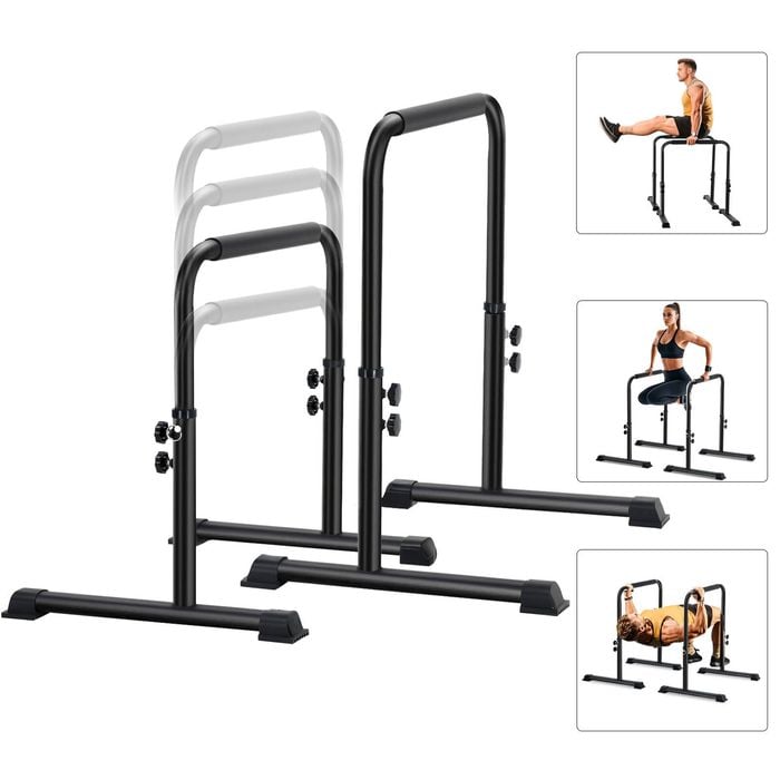 Advwin Adjustable Dip Bar Home Dip Station for Push-Ups, L-Sits, Pull-Ups & Core Exercise – 120kg Capacity