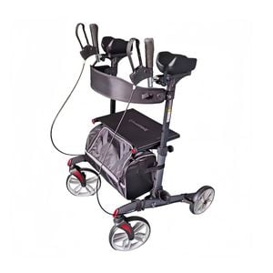 Livingstone Upright Rollator Walker 10" Front Wheel With Seat And Bag Grey