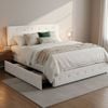 Levede Tufted Bed Frame with 4 Drawers Queen - White