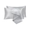LINENOVA Satin Pillow Case Queen Size Pair Silver