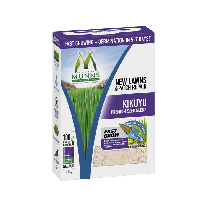 Munns Professional 1.1kg Kikuyu Lawn Seed Blend
