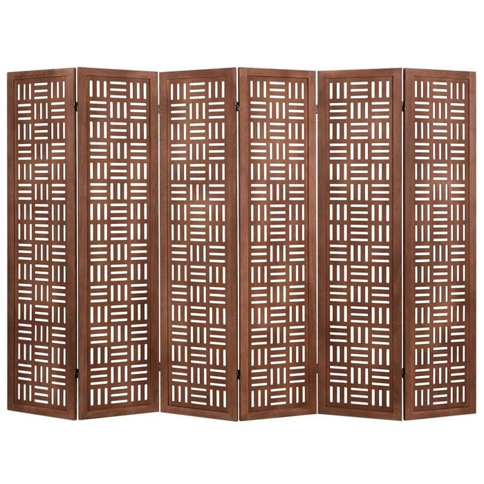 Costway 6 Panel Folding Room Divider Openwork Carving Privacy Screen 165cm - Walnut