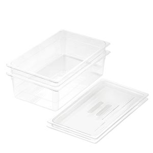 SOGA 1/1 GN Polycarbonate Food Pan 150mm Clear 2 Pack with Lids
