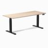 Desky Dual Sit To Stand Classic Oak Melamine Desk 180x75cm Matte Black Height Adjustable Legs
