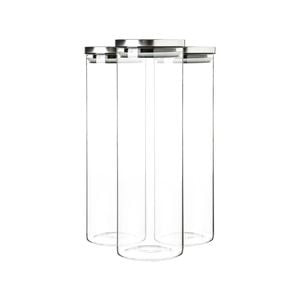Argon Tableware Glass Storage Jars with Metal Lids - 2 Litre - Pack of 3