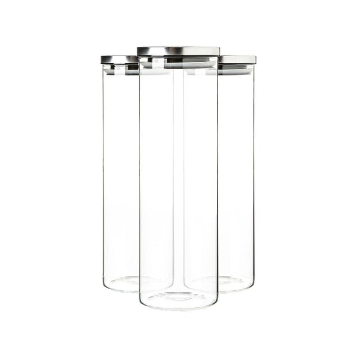 Argon Tableware Glass Storage Jars with Metal Lids - 2 Litre - Pack of 3