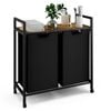 Ufurniture Laundry Hamper Laundry Basket Organizer with Shelf 2 Pull-Out Removable Bags 2x45L Black & Rustic Brown