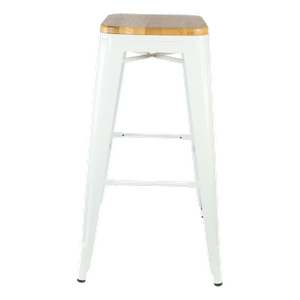 Durafurn 750mm High White Riviera Bar Stool with Timber Seat