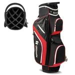 Costway Portable Golf Club Bag w/14 Full Length Dividers & Rain Hood Red