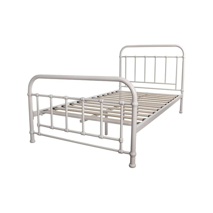 Metallica King Single Bed Size Metal Frame Platform Mattress Base - White