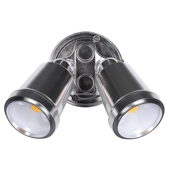 Brilliant Satin Nickel Raptor III Twin Flood Light