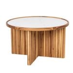 Marquee 700 x 700 x 400mm Natural Marble Tile Fluted Coffee Table