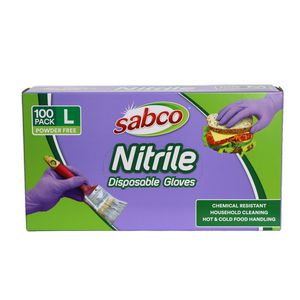 Sabco Large Purple Nitrile Disposable Gloves - 100 Pack