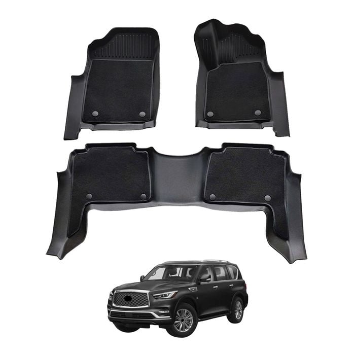 AUSGO Double-Layer Car Floor Mats for Infiniti QX80 Z62 2015-2019 All-Weather Floor Liners