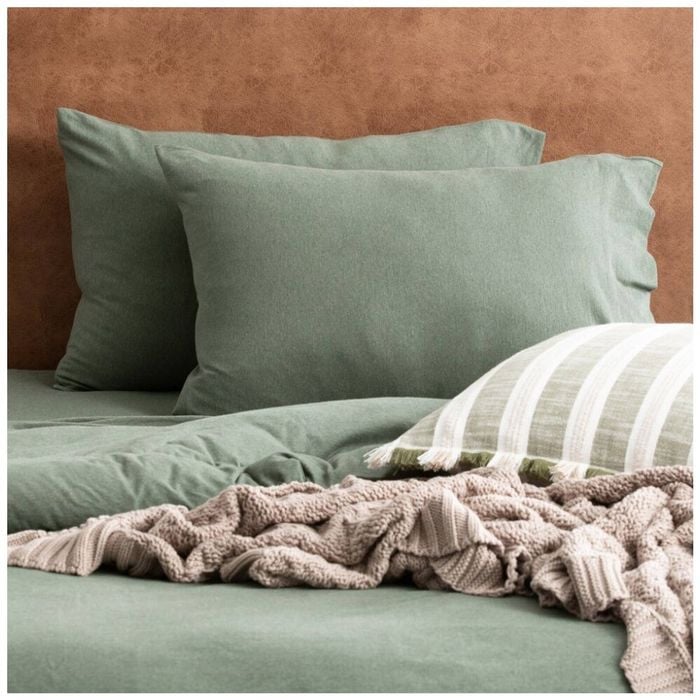2pc Renee Taylor Comfort T’s Organic Cotton Jersey Standard Pillowcase Olive
