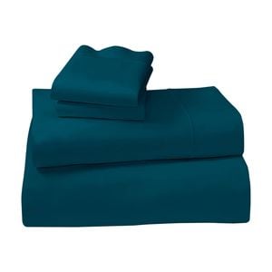 1000 Thread Count Cotton Rich Double Bed Sheet Set 4 Piece, Soft Feel Microfibre Blend, Solid Colour - Teal