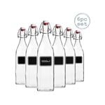 Lavagna Glass Bottle Set with Chalkboard Label - 1L - 6pc