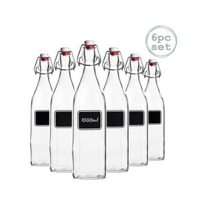 Lavagna Glass Bottle Set with Chalkboard Label - 1L - 6pc