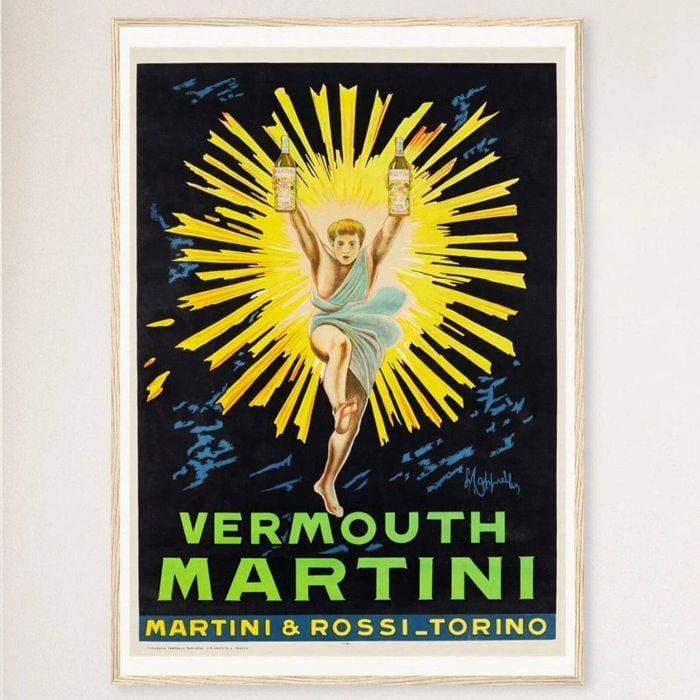 Galrie Vintage Vermouth Martini Rossi Torino Advertising Poster for Home Decor, Wood Frame, A2 42 x 60cm (16 x 24inch)