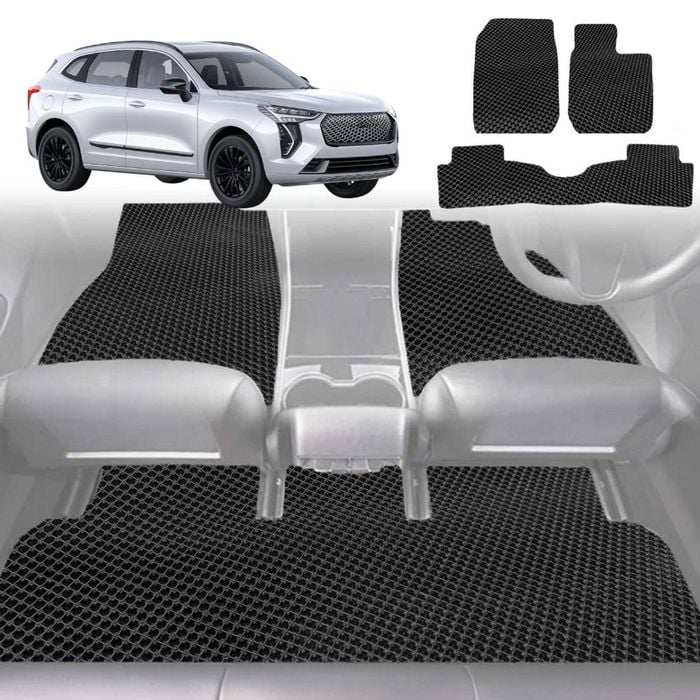 6D Diamond Car Floor Mats for GWM Haval Jolion 2020-Current-Full Set-Black-Outback GT
