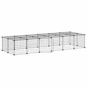 vidaXL 28-Panel Pet Cage Pet Playpen Animal Enclosure with Door Black Steel