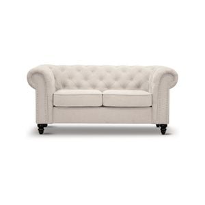 Mellowly 2 Seater Sofa Fabric Uplholstered Chesterfield Lounge Couch - Beige