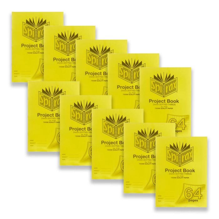 10pc Spirax P163 Project Book Large 24mm Dotted Thirds 96-pages Notebook Yellow