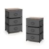 Costway 2pcs Nightstand Bedside Tables 3 Chest Of Drawers Home Office Organizer Grey