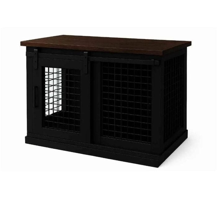 Paws and Willow Single Night Sky with Espresso Top Wooden Dog Crate Barn Doors with Mesh