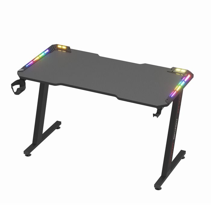 Advwin 120cm Gaming Desk RGB LED Light Carbon Fiber Computer Desk with ...
