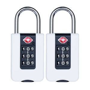 Syneco White TSA ABS Combination Padlock - 2 Pack