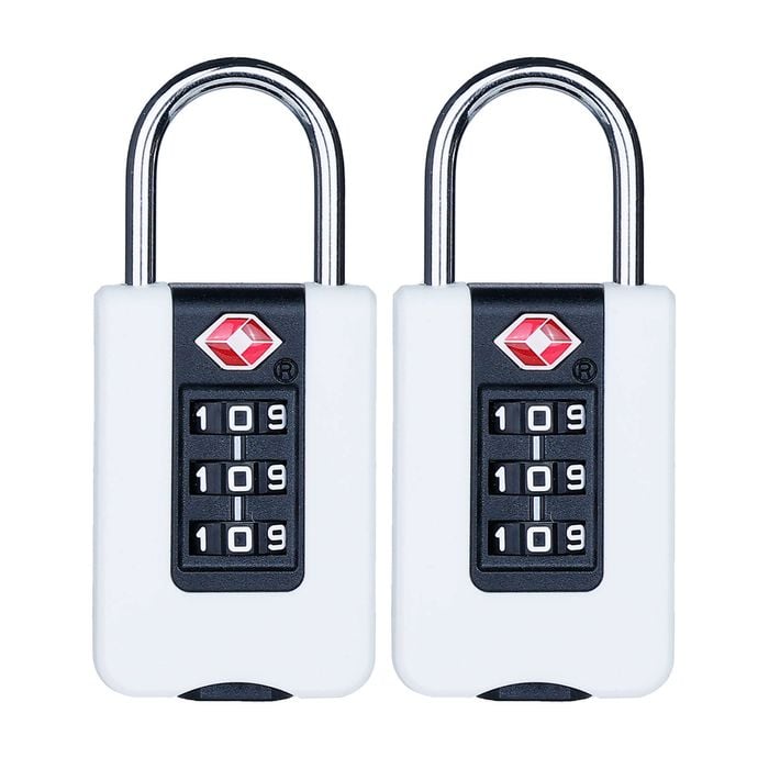 Syneco White TSA ABS Combination Padlock - 2 Pack