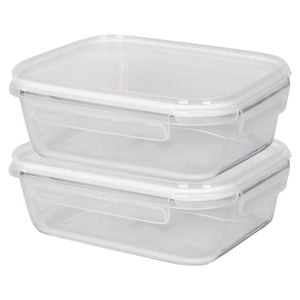 Harbour Housewares Glass Food Storage Containers with Lids - 1.5 Litre - Pack of 2