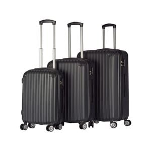 Milano Premium 3pc Abs Luggage Set Black 3 Piece